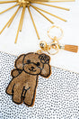 Crystal Avenue Brown Dog Crystal Goldtone Keychain