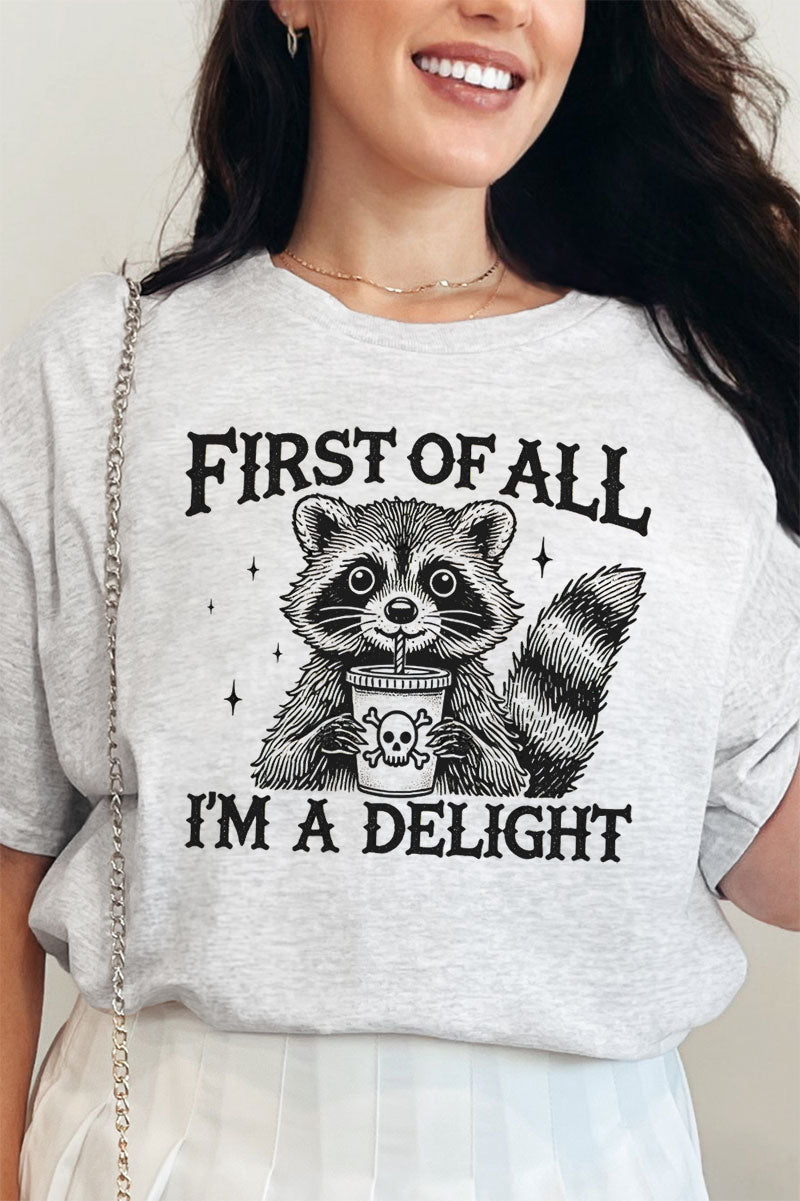 I'm A Delight Raccoon Short Sleeve Relaxed Fit T-Shirt