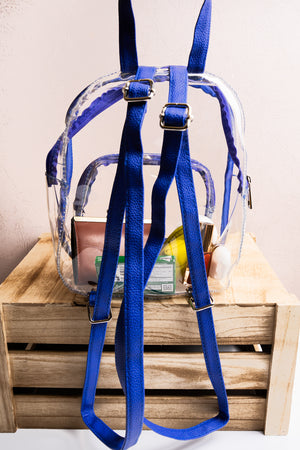 SALE 60% OFF! Viola Zahra Clear Backpack with Blue Trim