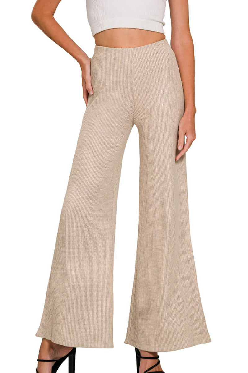 Zenana Double Take Light Mocha Knit Sweater Pants