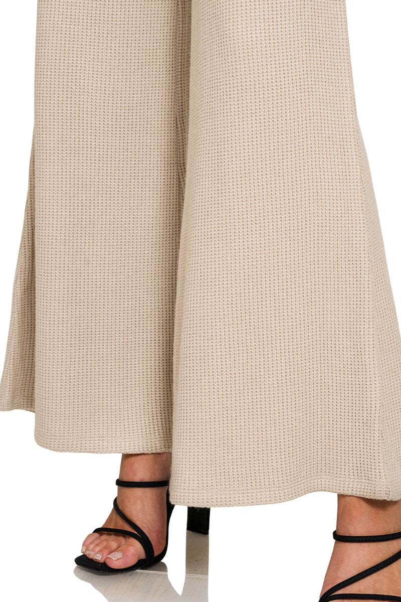 Zenana Double Take Light Mocha Knit Sweater Pants