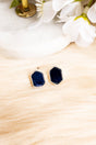 Blue Sophia Silvertone Hexagon Earrings - Wholesale Accessory Market