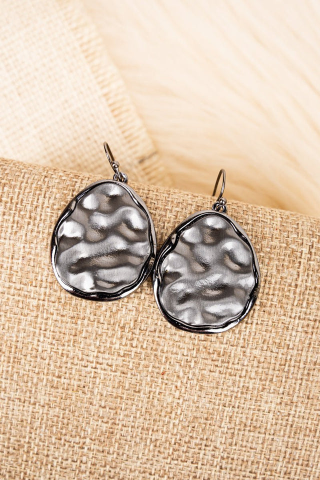 Call On Me Matte Hematite Teardrop Earrings - Wholesale Accessory Market