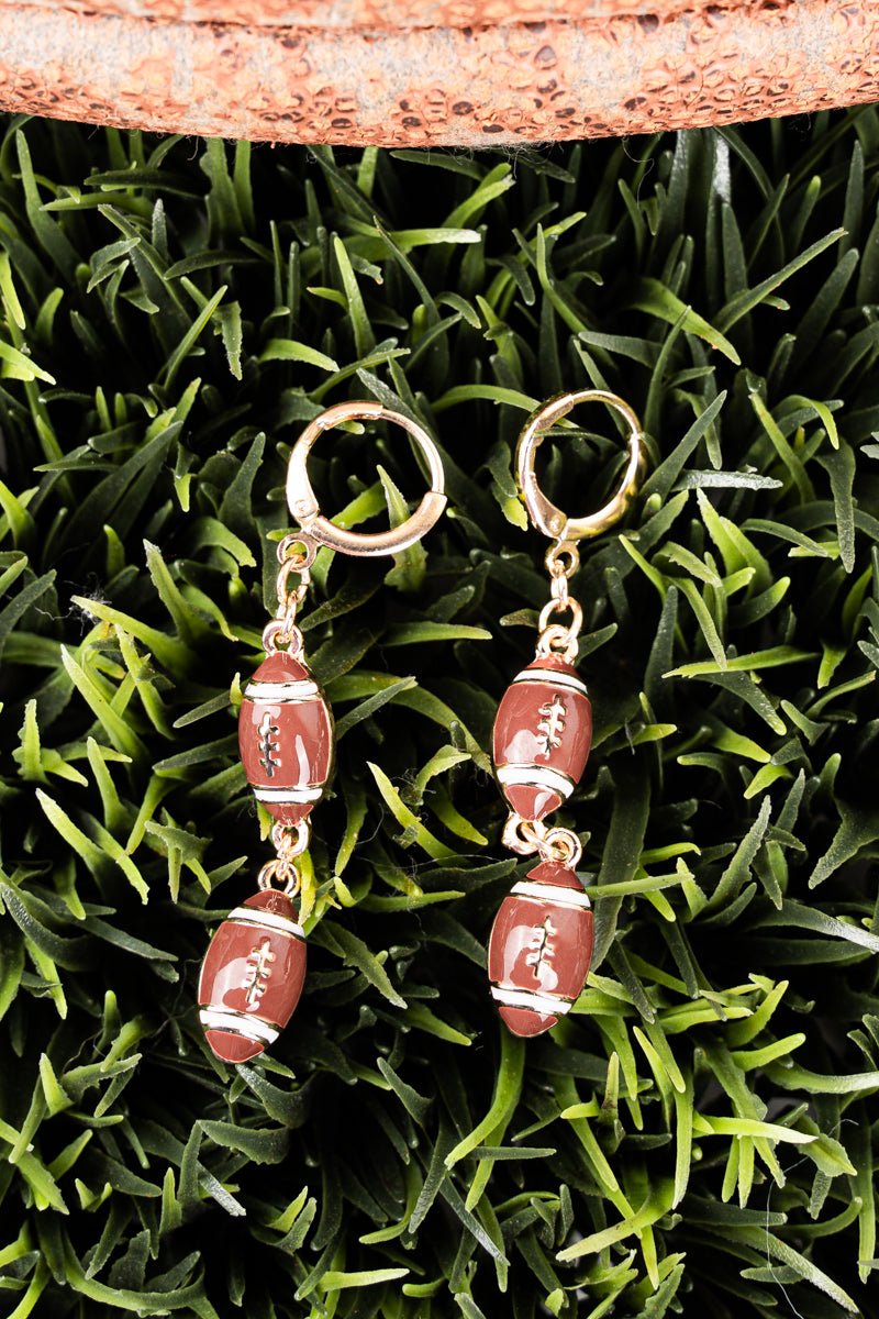 Football Fan Goldtone Drop Earrings - Wholesale Accessory Market