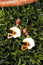 Orange & White Football Helmet Earrings - Wholesale Accessory Market