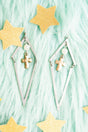 Candance Linked Silvertone and Goldtone Cross and Pearl Earrings - Wholesale Accessory Market