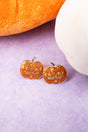 Glittery Orange Jack - O - Lantern Earrings - Wholesale Accessory Market