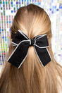 Full Of Charm Black & White Hair Bow Barrette - Wholesale Accessory Market