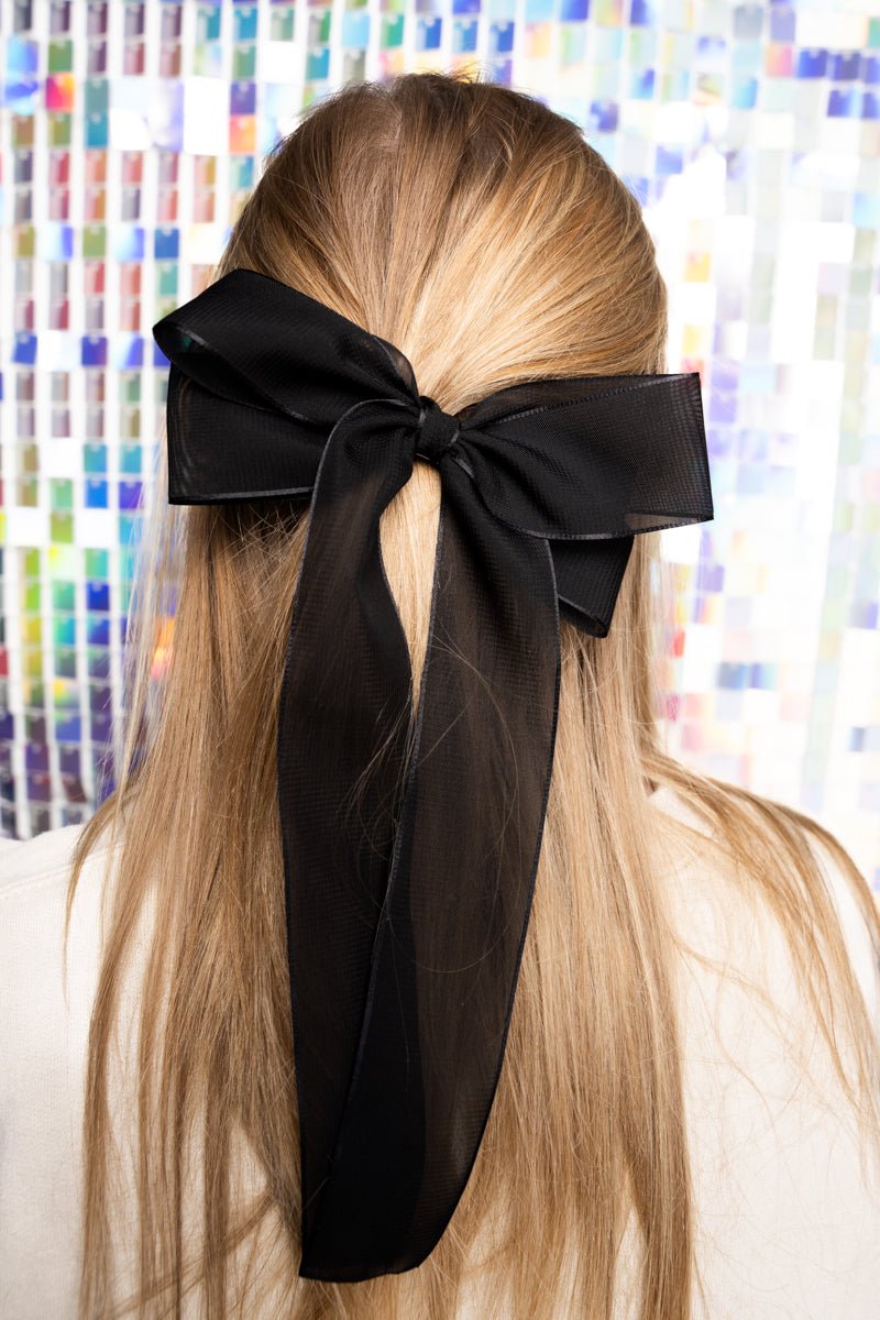 Sheer Delight Black Hair Bow Barrette - Wholesale Accessory Market