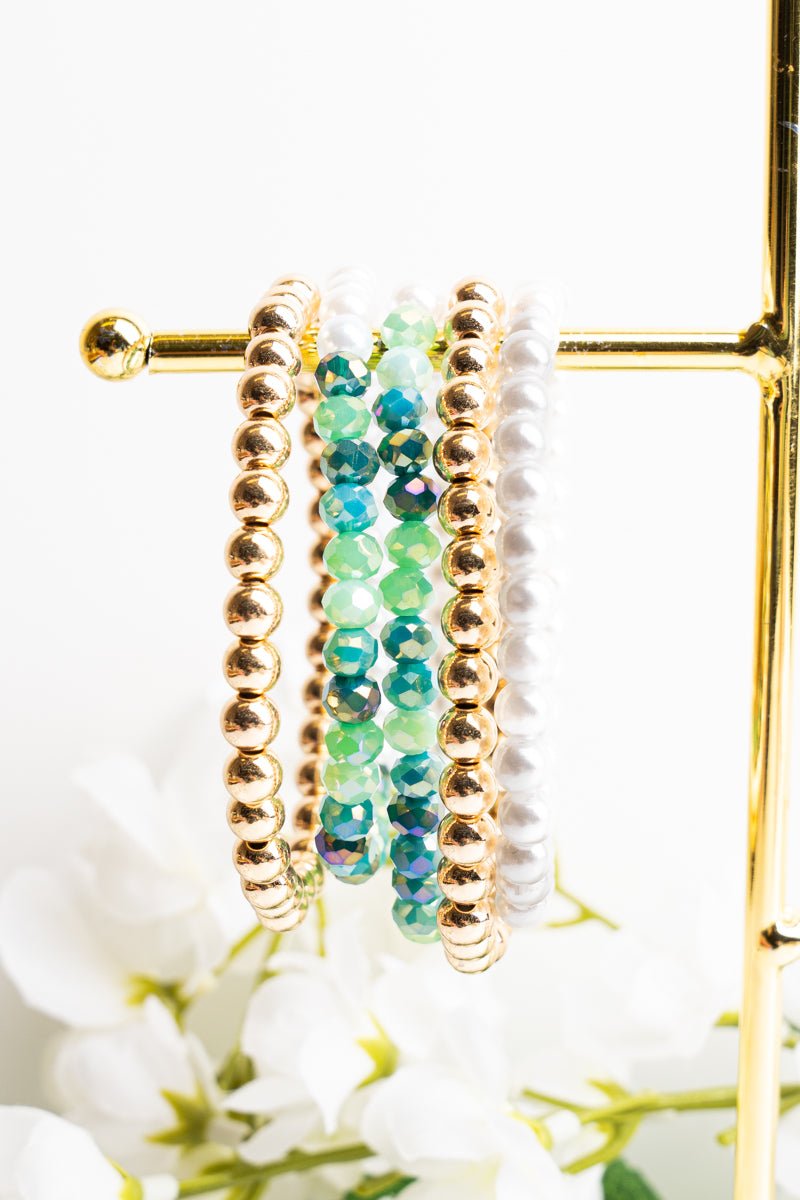 Spice Of Life Green Beaded Bracelet Set - Wholesale Accessory Market