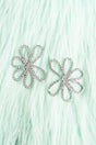 Crystal Bay Flower Silvertone Earrings - Wholesale Accessory Market