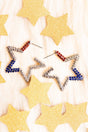 Red, White and Blue Crystal Star Hoop Earrings - Wholesale Accessory Market