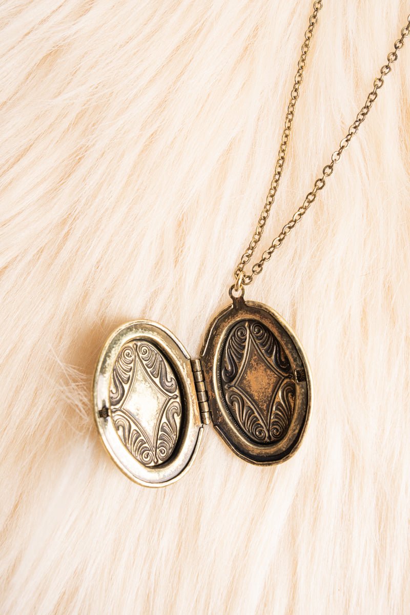 Spring Blooms Burnished Goldtone Locket Necklace - Wholesale Accessory Market