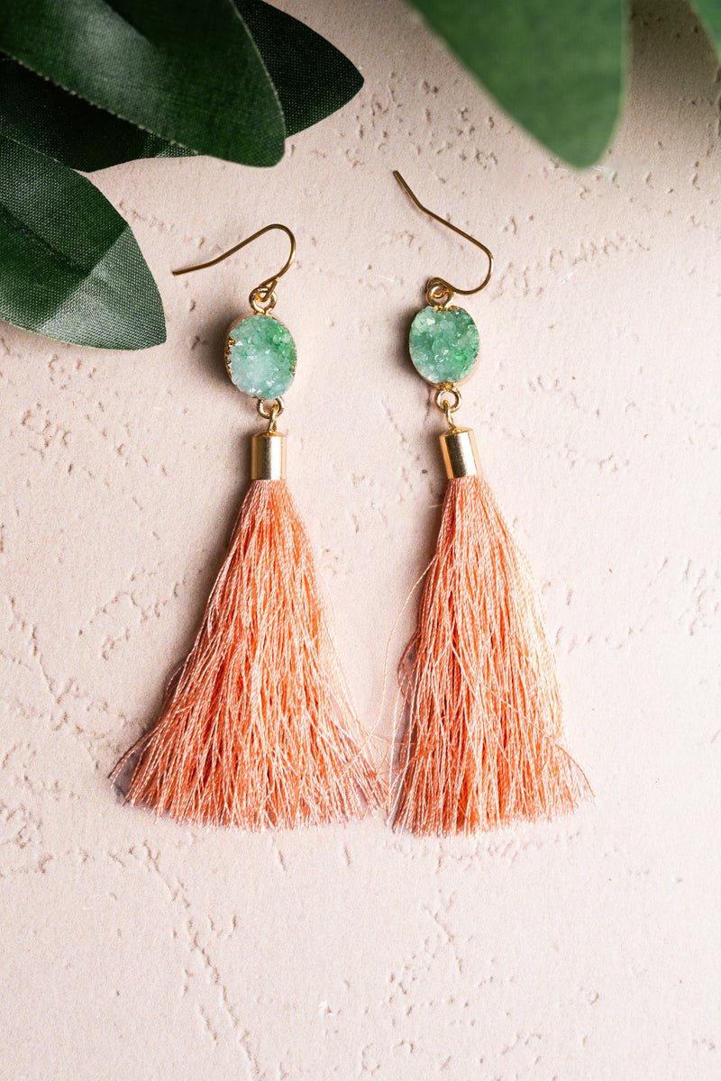 Ellie Green Druzy Goldtone Tassel Earrings - Wholesale Accessory Market