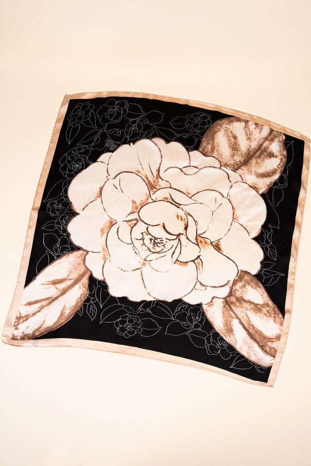 Magnolia's In Bloom Black Polyester Scarf - Wholesale Accessory Market