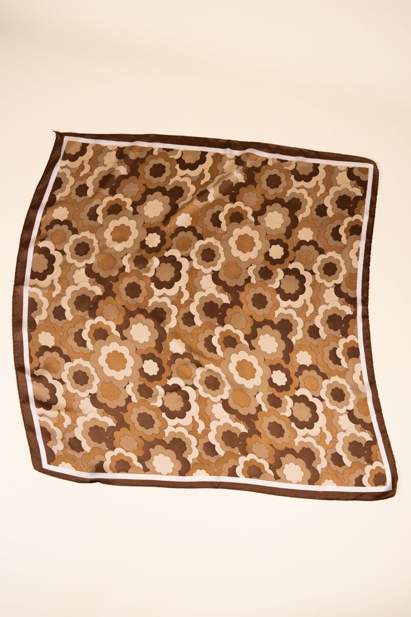 Groovy Boho Floral Brown Polyester Scarf - Wholesale Accessory Market