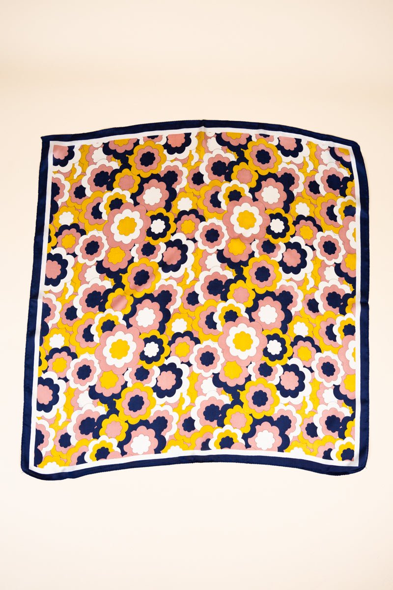 Groovy Boho Floral Navy Polyester Scarf - Wholesale Accessory Market