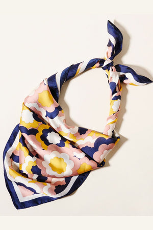 Groovy Boho Floral Navy Polyester Scarf - Wholesale Accessory Market