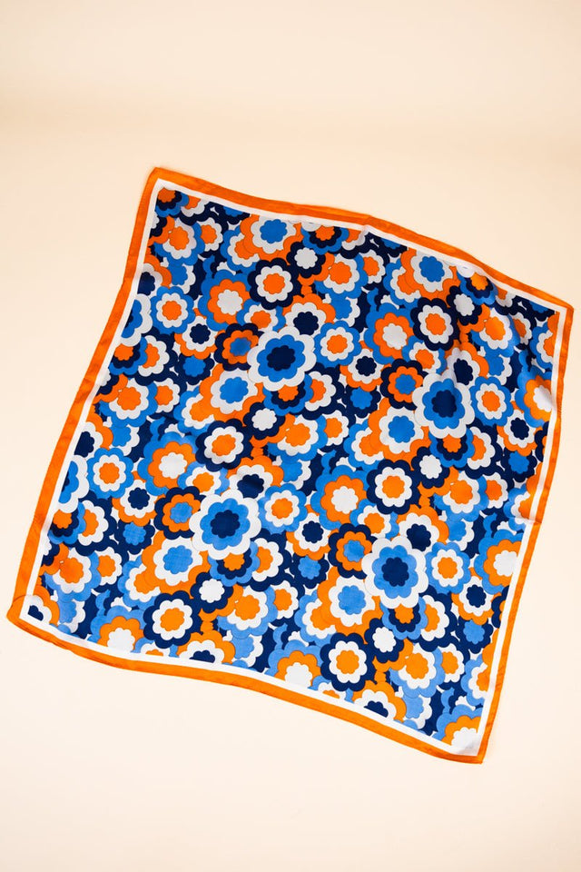 Groovy Boho Floral Orange Polyester Scarf - Wholesale Accessory Market