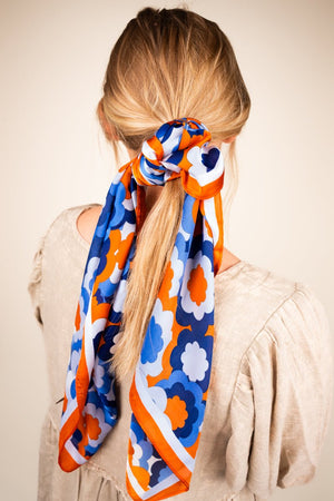 Groovy Boho Floral Orange Polyester Scarf - Wholesale Accessory Market