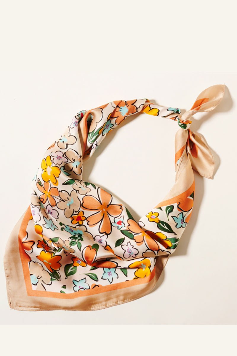 Beige Watercolor Floral Polyester Scarf - Wholesale Accessory Market