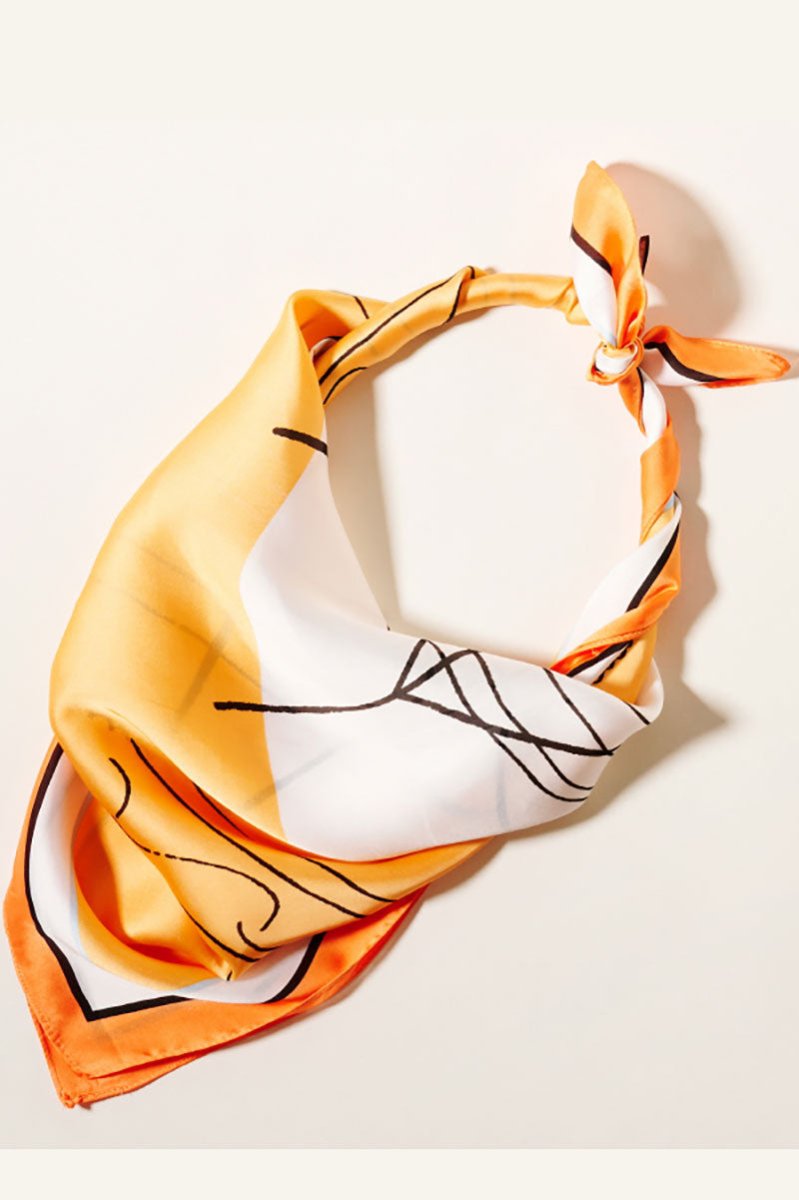 On A Side Note Orange Polyester Scarf - Wholesale Accessory Market