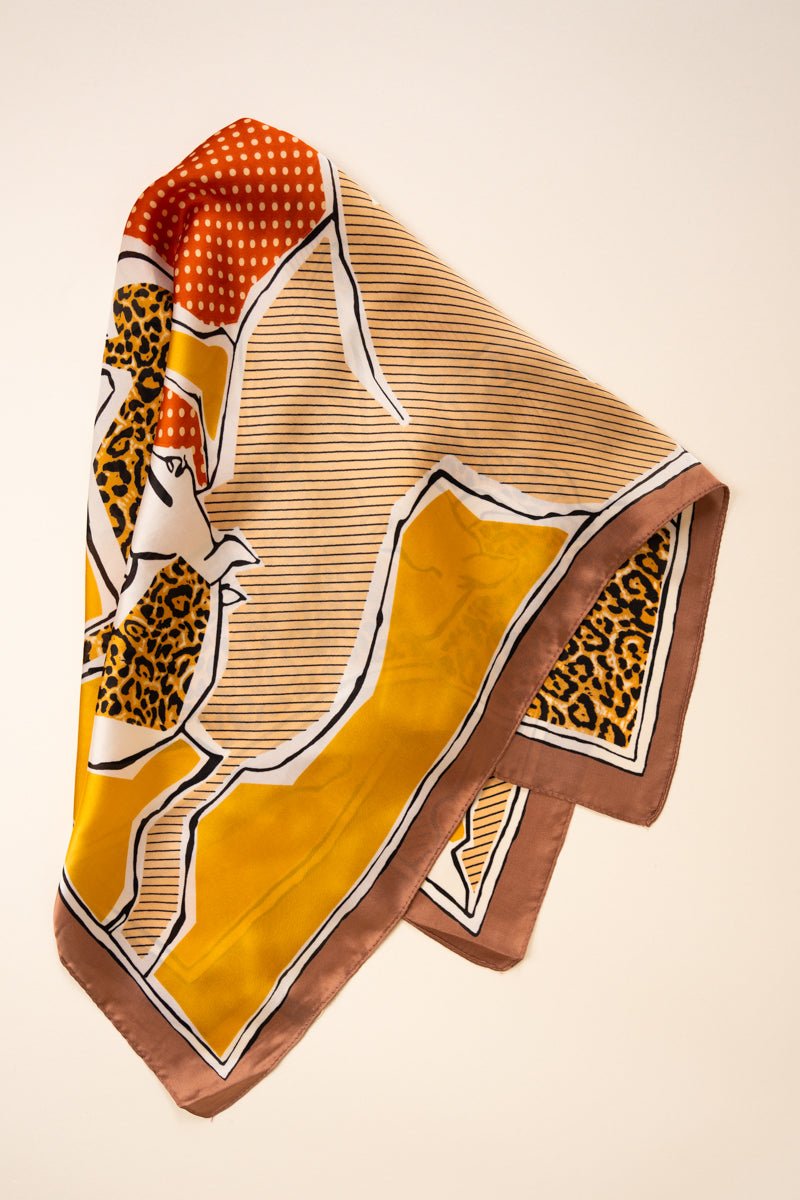 Mustard Printed Stampede Polyester Scarf - Wholesale Accessory Market