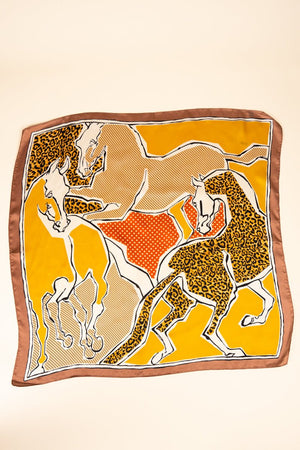 Mustard Printed Stampede Polyester Scarf - Wholesale Accessory Market