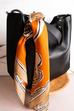 Orange Printed Stampede Polyester Scarf - Wholesale Accessory Market