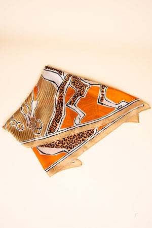 Orange Printed Stampede Polyester Scarf - Wholesale Accessory Market