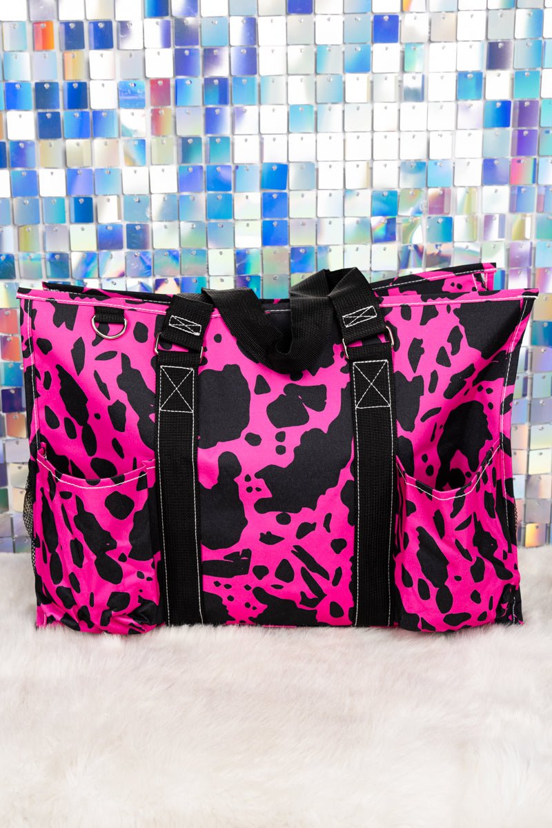 NGIL Hot Pink Milkin' It with Black Trim Large Organizer Tote - Wholesale Accessory Market