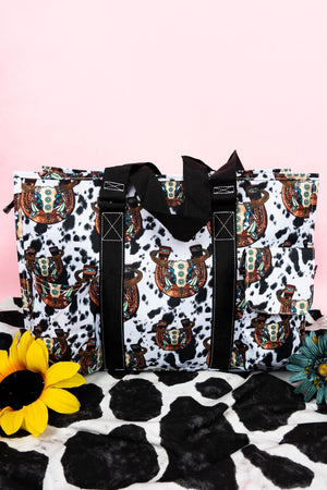 NGIL Corpus Christi Cow with Black Trim Large Organizer Tote - Wholesale Accessory Market