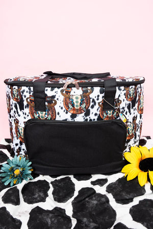 NGIL Corpus Christi Cow and Black Cooler Tote with Lid - Wholesale Accessory Market