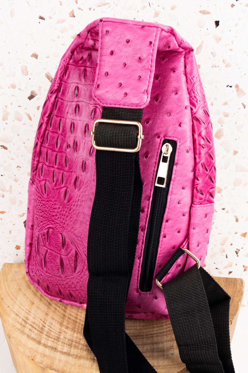 NGIL Pink Small Faux Ostrich Rylee Sling Bag - Wholesale Accessory Market