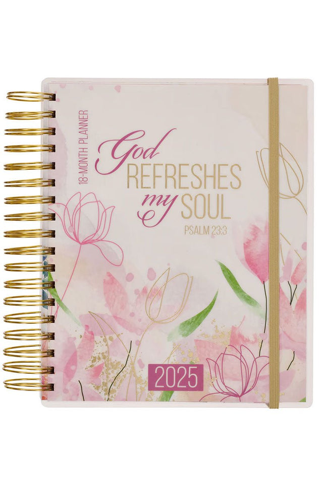 2025 God Refreshes My Soul 18 - Month Wirebound with Elastic Planner - Wholesale Accessory Market