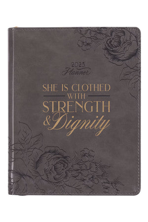 2025 Strength and Dignity Brown Zippered 18 Month Daily Planner - Wholesale Accessory Market