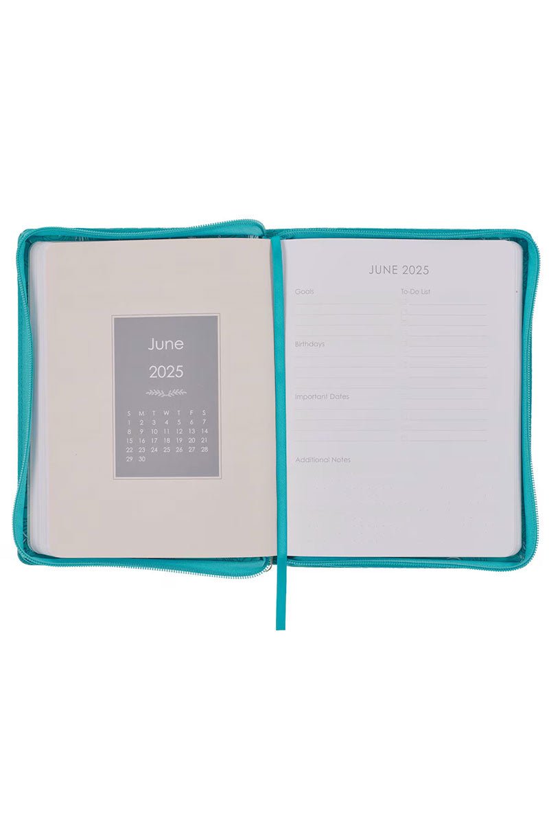 2025 Trust in the Lord Teal Zippered 18 Month Daily Planner - Wholesale Accessory Market