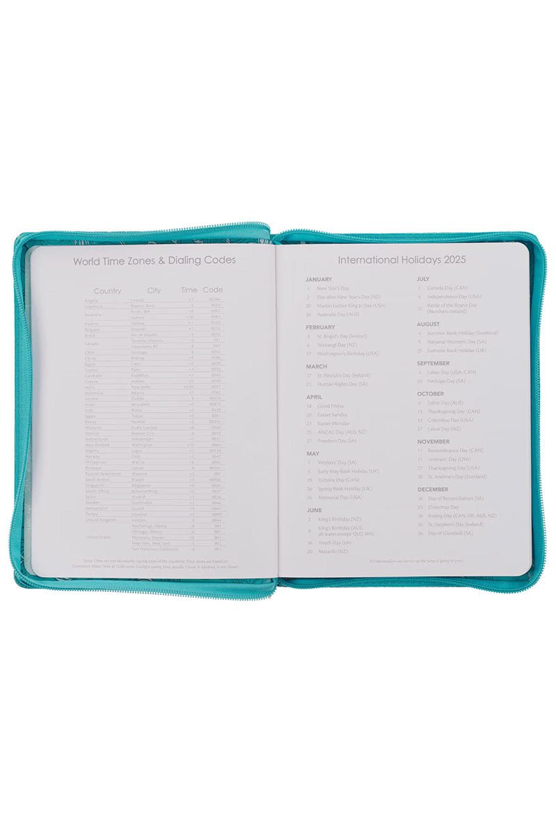 2025 Trust in the Lord Teal Zippered 18 Month Daily Planner - Wholesale Accessory Market