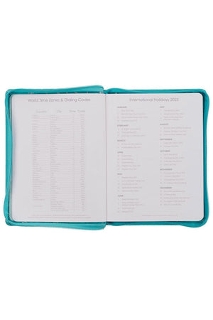 2025 Trust in the Lord Teal Zippered 18 Month Daily Planner - Wholesale Accessory Market