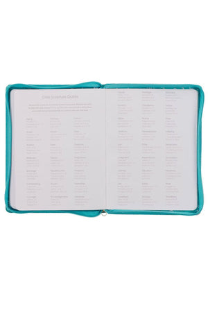 2025 Trust in the Lord Teal Zippered 18 Month Daily Planner - Wholesale Accessory Market