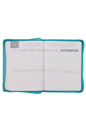 2025 Trust in the Lord Teal Zippered 18 Month Daily Planner - Wholesale Accessory Market