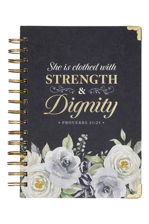 Strength & Dignity Indigo Rose Large Wirebound Journal - Wholesale Accessory Market