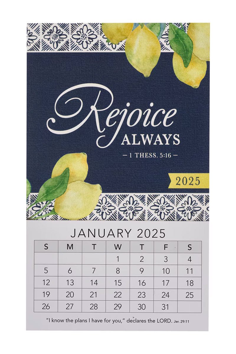 2025 Rejoice Always Lemon Mini Magnetic Calendar - Wholesale Accessory Market