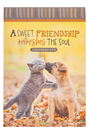 A Sweet Friendship Fall Puppy and Kitten Notepad - Wholesale Accessory Market