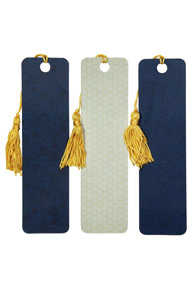 Set of Three Kind Words are Like Honey Navy and Yellow Bookmarks - Wholesale Accessory Market