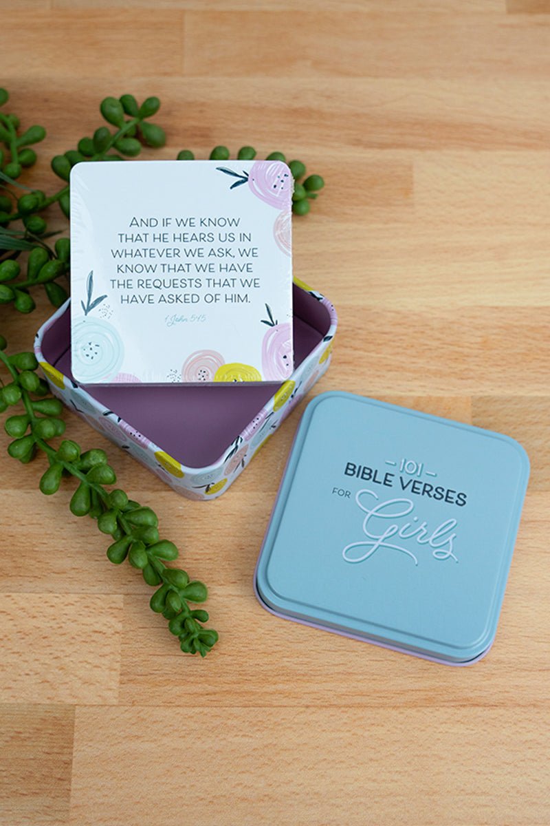 101 Bible Verses For Girls Scripture Cards in a Gift Tin - Wholesale Accessory Market