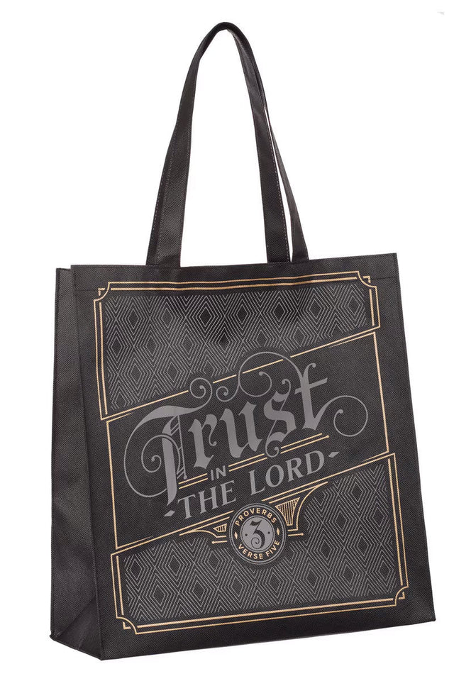 Trust in the Lord Charcoal and Gold Shopping Tote Bag - Wholesale Accessory Market