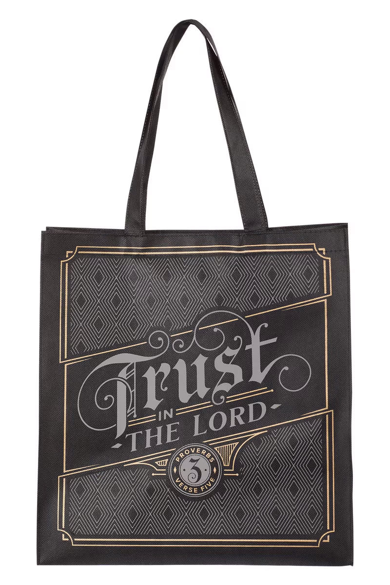 Trust in the Lord Charcoal and Gold Shopping Tote Bag - Wholesale Accessory Market