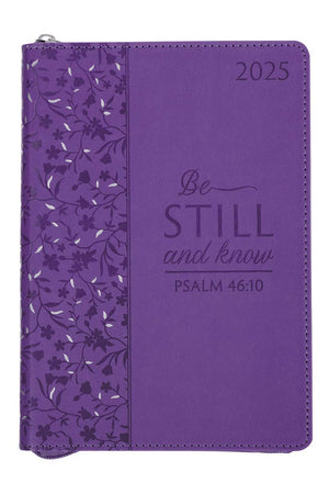 2025 Be Still and Know Purple LuxLeather Zippered Executive Planner - Wholesale Accessory Market