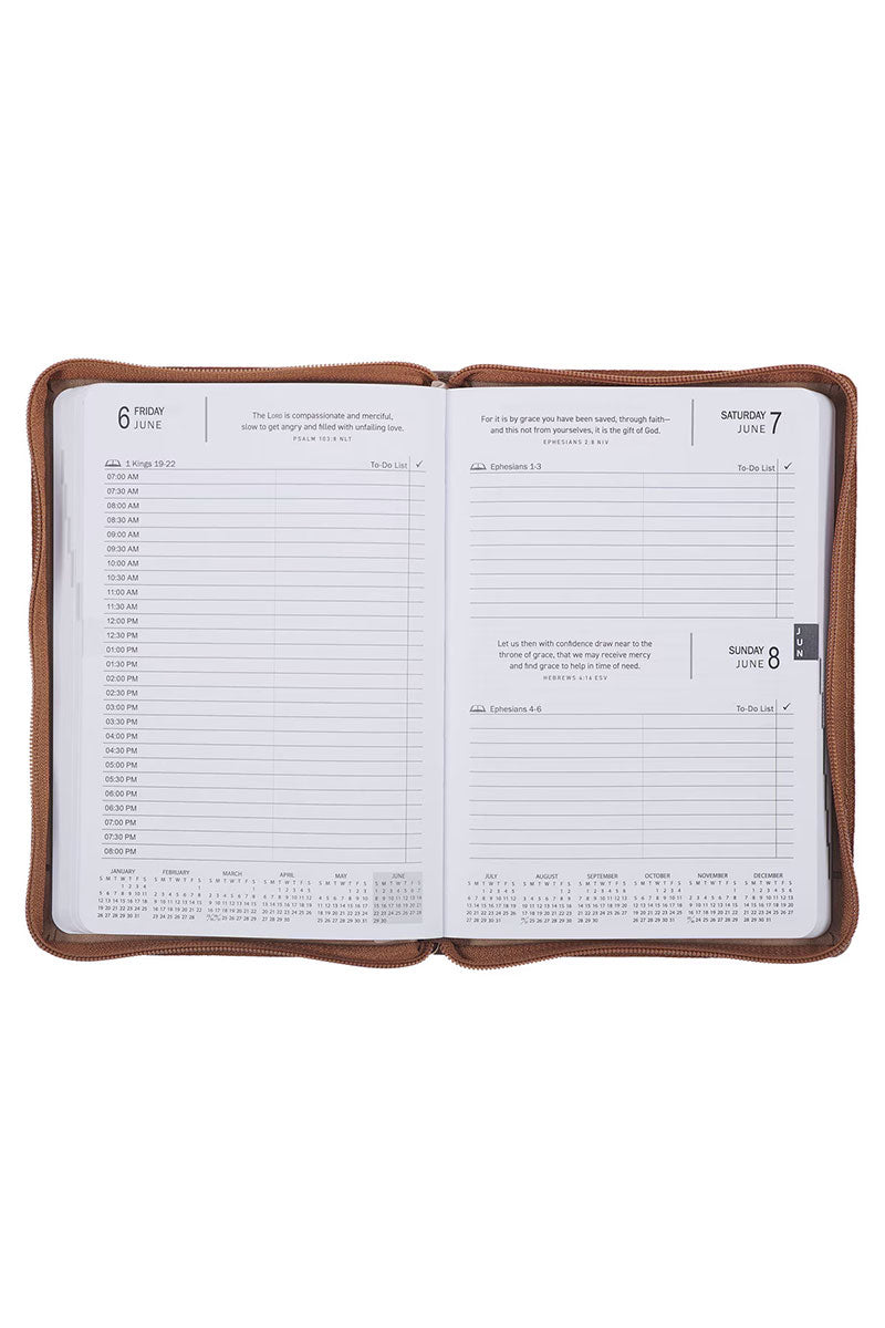 2025 All Things Are Possible Tuscan Tan LuxLeather Zippered Executive Planner - Wholesale Accessory Market